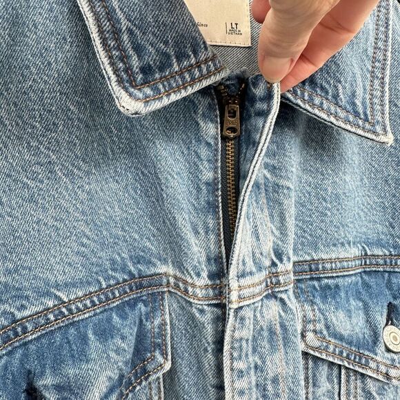 Abercrombie Fitch 90s Relaxed Denim Jumpsuit Size Large Tall LT Straight Leg New - Picture 8 of 16